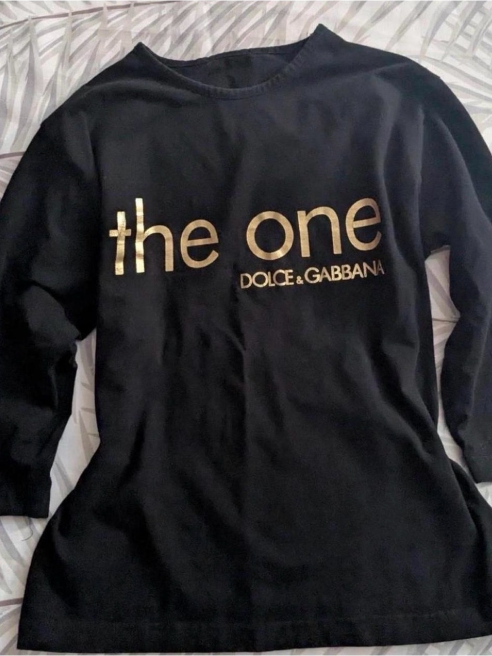 Dolce & Gabbana Black top with Gold 'the one' Logo